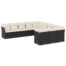 vidaXL 11 részes fekete polyrattan kerti ülőgarnitúra párnákkal (3250245) kerti bútor