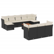 vidaXL 11 részes fekete polyrattan kerti ülőgarnitúra párnákkal (3256210) kerti bútor