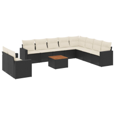 vidaXL 11 részes fekete polyrattan kerti ülőgarnitúra párnákkal (3256525) kerti bútor