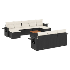 vidaXL 11 részes fekete polyrattan kerti ülőgarnitúra párnákkal (3257113) kerti bútor