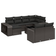 vidaXL 11 részes fekete polyrattan kerti ülőgarnitúra párnákkal (3261295) kerti bútor