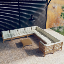 vidaXL 11 részes mézbarna fenyőfa kerti ülőgarnitúra párnákkal kerti bútor