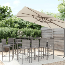 vidaXL 11 részes szürke polyrattan kerti bárszett párnákkal kerti bútor