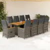 vidaXL 11 részes szürke polyrattan kerti bisztrógarnitúra párnákkal