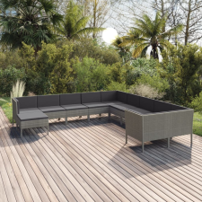 vidaXL 11 részes szürke polyrattan kerti ülőgarnitúra párnákkal kerti bútor
