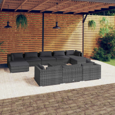 vidaXL 11 részes szürke polyrattan kerti ülőgarnitúra párnákkal kerti bútor
