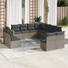 vidaXL 11 részes szürke polyrattan kerti ülőgarnitúra párnákkal kerti bútor