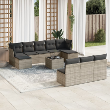 vidaXL 11 részes szürke polyrattan kerti ülőgarnitúra párnákkal kerti bútor