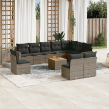 vidaXL 11 részes szürke polyrattan kerti ülőgarnitúra párnákkal kerti bútor