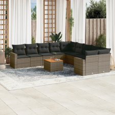 vidaXL 11 részes szürke polyrattan kerti ülőgarnitúra párnákkal kerti bútor