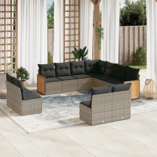 vidaXL 11 részes szürke polyrattan kerti ülőgarnitúra párnákkal kerti bútor