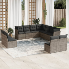 vidaXL 11 részes szürke polyrattan kerti ülőgarnitúra párnákkal kerti bútor