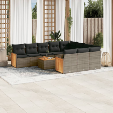 vidaXL 11 részes szürke polyrattan kerti ülőgarnitúra párnákkal kerti bútor