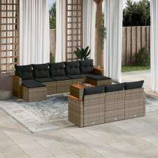 vidaXL 11 részes szürke polyrattan kerti ülőgarnitúra párnákkal kerti bútor