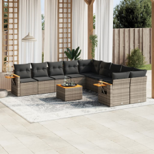 vidaXL 11 részes szürke polyrattan kerti ülőgarnitúra párnákkal kerti bútor