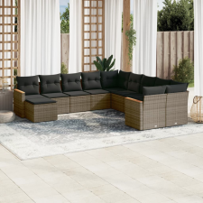 vidaXL 11 részes szürke polyrattan kerti ülőgarnitúra párnákkal kerti bútor