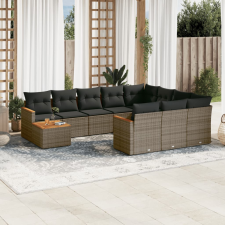 vidaXL 11 részes szürke polyrattan kerti ülőgarnitúra párnákkal kerti bútor