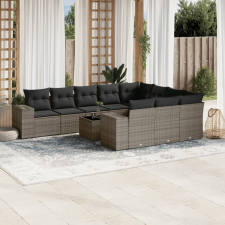 vidaXL 11 részes szürke polyrattan kerti ülőgarnitúra párnákkal kerti bútor