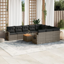 vidaXL 11 részes szürke polyrattan kerti ülőgarnitúra párnákkal kerti bútor