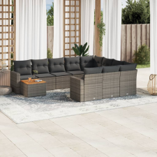 vidaXL 11 részes szürke polyrattan kerti ülőgarnitúra párnákkal kerti bútor
