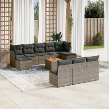 vidaXL 11 részes szürke polyrattan kerti ülőgarnitúra párnákkal kerti bútor