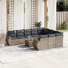 vidaXL 11 részes szürke polyrattan kerti ülőgarnitúra párnákkal kerti bútor