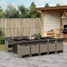 vidaXL 11 részes szürke polyrattan kerti ülőgarnitúra párnákkal kerti bútor