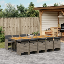 vidaXL 11 részes szürke polyrattan kerti ülőgarnitúra párnákkal kerti bútor