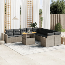 vidaXL 11 részes szürke polyrattan kerti ülőgarnitúra párnákkal kerti bútor