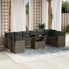 vidaXL 11 részes szürke polyrattan kerti ülőgarnitúra párnákkal kerti bútor