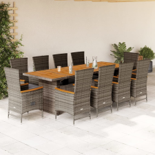 vidaXL 11 részes szürke polyrattan kerti ülőgarnitúra párnákkal kerti bútor