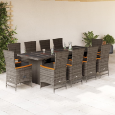 vidaXL 11 részes szürke polyrattan kerti ülőgarnitúra párnákkal kerti bútor