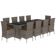 vidaXL 11 részes szürke polyrattan kerti ülőgarnitúra párnákkal kerti bútor