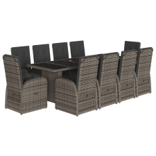 vidaXL 11 részes szürke polyrattan kerti ülőgarnitúra párnákkal kerti bútor