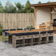 vidaXL 11 részes szürke polyrattan kerti ülőgarnitúra párnákkal kerti bútor