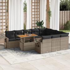 vidaXL 11 részes szürke polyrattan kerti ülőgarnitúra párnákkal kerti bútor