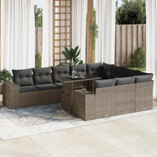 vidaXL 11 részes szürke polyrattan kerti ülőgarnitúra párnákkal kerti bútor