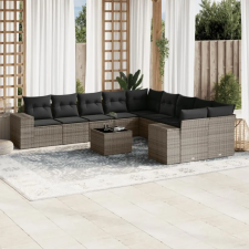 vidaXL 11 részes szürke polyrattan kerti ülőgarnitúra párnákkal kerti bútor