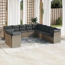 vidaXL 11 részes szürke polyrattan kerti ülőgarnitúra párnákkal kerti bútor