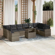 vidaXL 11 részes szürke polyrattan kerti ülőgarnitúra párnákkal kerti bútor