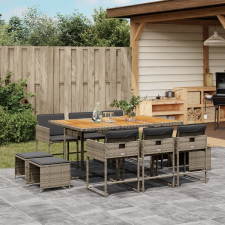vidaXL 11 részes szürke polyrattan kerti ülőgarnitúra párnákkal kerti bútor