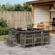 vidaXL 11 részes szürke polyrattan kerti ülőgarnitúra párnákkal kerti bútor