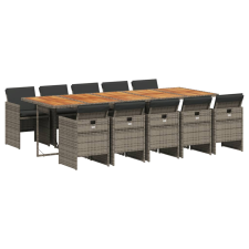 vidaXL 11 részes szürke polyrattan kerti ülőgarnitúra párnákkal (3210578) kerti bútor