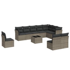 vidaXL 11 részes szürke polyrattan kerti ülőgarnitúra párnákkal (3217810) kerti bútor