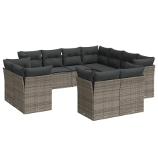 vidaXL 11 részes szürke polyrattan kerti ülőgarnitúra párnákkal (3218510) kerti bútor