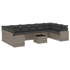 vidaXL 11 részes szürke polyrattan kerti ülőgarnitúra párnákkal (3219470) kerti bútor