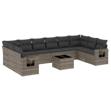 vidaXL 11 részes szürke polyrattan kerti ülőgarnitúra párnákkal (3220679) kerti bútor