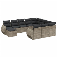 vidaXL 11 részes szürke polyrattan kerti ülőgarnitúra párnákkal (3225192) kerti bútor