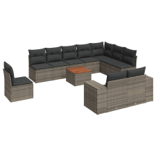 vidaXL 11 részes szürke polyrattan kerti ülőgarnitúra párnákkal (3225500) kerti bútor
