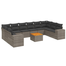 vidaXL 11 részes szürke polyrattan kerti ülőgarnitúra párnákkal (3225619) kerti bútor